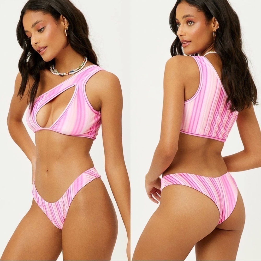 NWT REVOLVE FRANKIE'S BIKINIS Katarina Velvet Cheeky Bikini Bottom Pink Size M